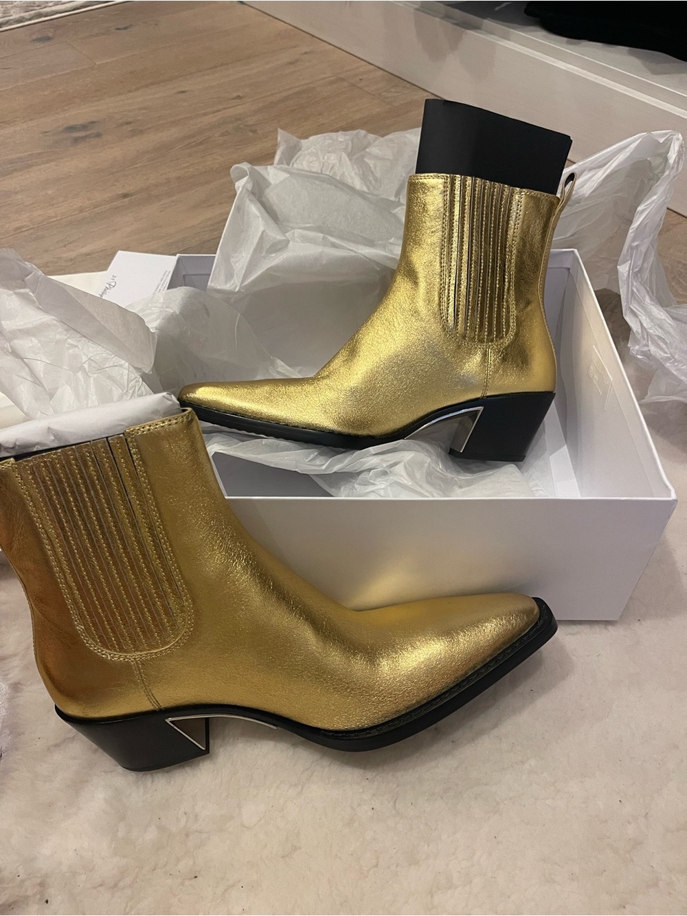 3.1 Phillip Lim Gold and White Shoe Box with Label